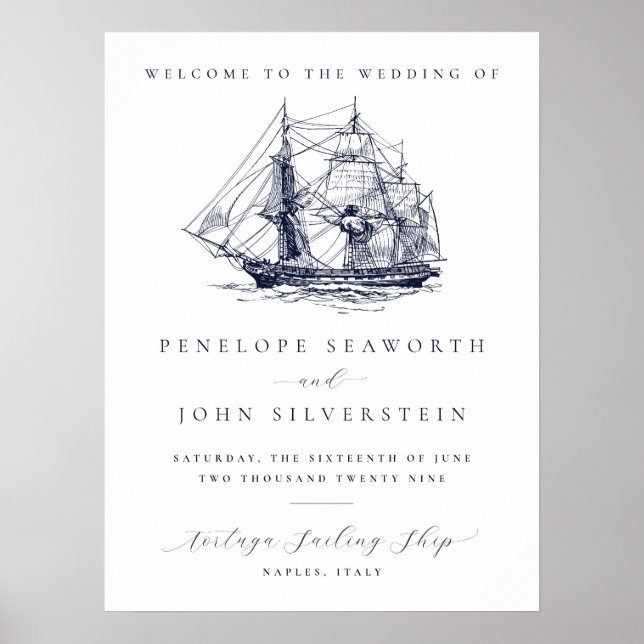 Elegant Vintage Marin Bröllopsdestination Poster (Framsidan)