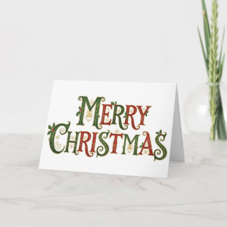 Elegant Vintage Merry Christmas Calligraphy  Kort