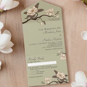 Elegant Vintage Minimal Grönt Magnolia Bröllop
