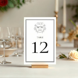 Elegant Vintage Monogram Bröllop Bordsnummer
