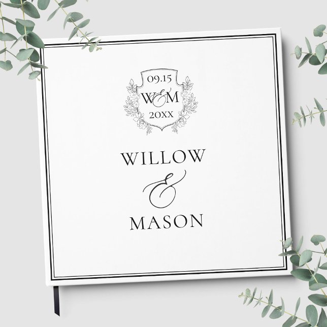 Elegant Vintage Monogram Bröllop Gästböcker (Elegant Vintage Monogram Wedding Guest Book)