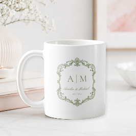 Elegant Vintage Monogram Bröllop Kaffemugg