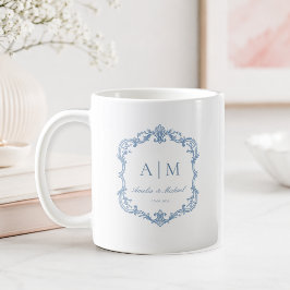 Elegant Vintage Monogram Bröllop Kaffemugg
