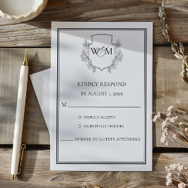 Elegant Vintage Monogram Bröllop OSA Kort