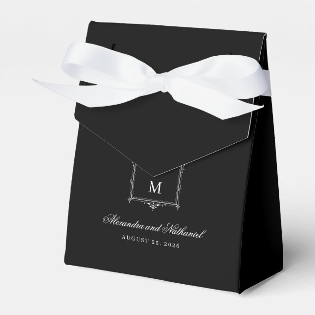 Elegant Vintage Monogram Bröllop Presentaskar (Framsidan Sidan)