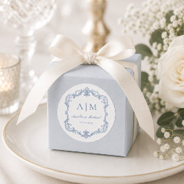 Elegant Vintage Monogram Bröllop Runt Klistermärke