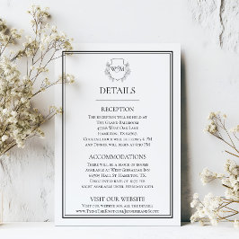 Elegant Vintage Monogram Bröllop Tilläggskort