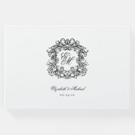 Elegant Vintage Monogram Vapensköld Bröllop Gästböcker