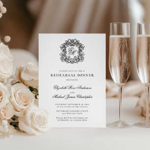 Elegant Vintage Monogram Vapensköld Rehearsal Midd Inbjudningar