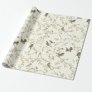 Elegant vintage mönster med fågel och gren presentpapper