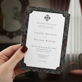 Elegant Vintage Moody Botaniska Bröllop Inbjudningar