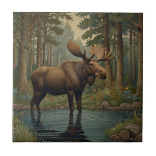 Elegant vintage moose boho woodland kakelplatta