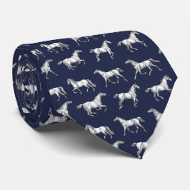 Elegant Vintage Mörk Blåblå Galloping Horses Slips