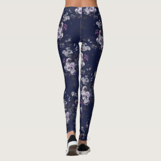 Elegant Vintage Mörk Dyster Marinblå Blommig Leggings