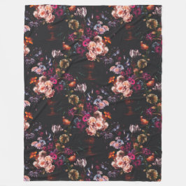 Elegant Vintage Mörk Moody Burgunder Blommig Fleecefilt