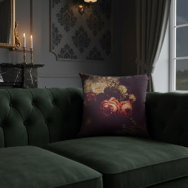 Elegant Vintage Mörk Moody Nederländsk Konst Blomm Kudde