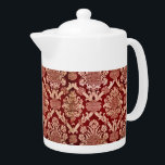 Elegant Vintage Mörk Red Beige Damask Weave<br><div class="desc">Elegant Vintage Mörk Red Beige Damask Weave-Tekanna - Den här produkten skryter med ett mönster av elegant med mörkens röda,  varierad bakgrund och beige dekorativa konst på 1600-talet i stil.</div>