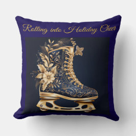 Elegant Vintage Navy Blue and Gold Throw Pillow Kudde