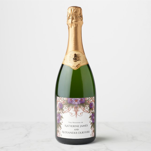 Elegant Vintage Nouveau Blommig Båge Bröllop  (Framsida)