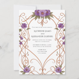 Elegant Vintage Nouveau Blommigt Arch Bröllop Inbjudningar