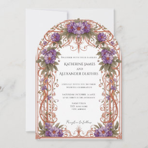 Elegant Vintage Nouveau Blommigt Arch Bröllop Inbjudningar