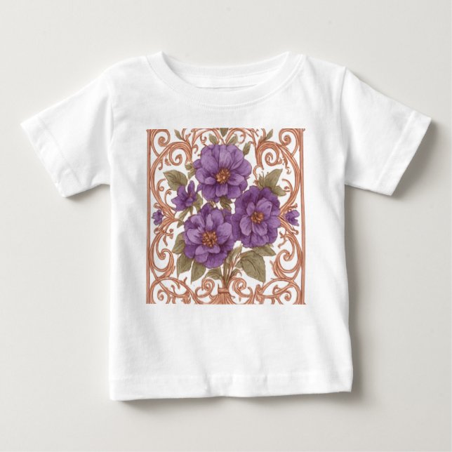 Elegant Vintage Nouveau-Blommigt T Shirt (Framsida)
