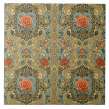Elegant Vintage Nouveau Blommor Fåglar