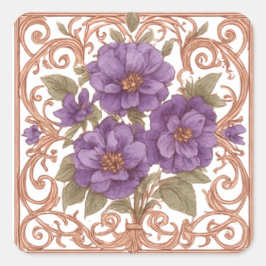 Elegant Vintage Nouveau Floral Arch Wedding Fyrkantigt Klistermärke