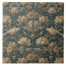 Elegant Vintage Nouveau Floral Birds Kakelplatta