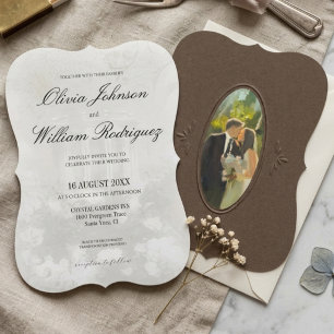 Elegant Vintage Oljemålning Bröllop Inbjudningar