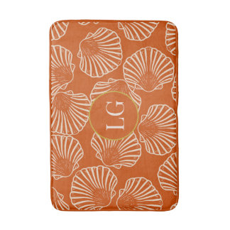Elegant Vintage Orange Seashell Bath Mat Badrumsmatta