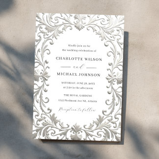 Elegant Vintage Ornate Frame Wedding Inbjudningar