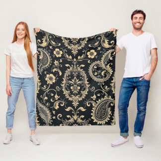 Elegant Vintage Paisley Damask Mönster Fleecefilt