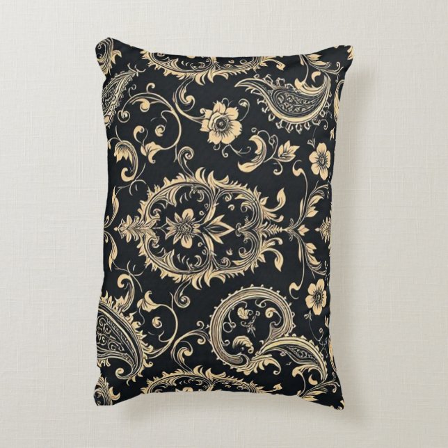 Elegant Vintage Paisley Damask Mönster Prydnadskudde (Baksidan(Vertikal))