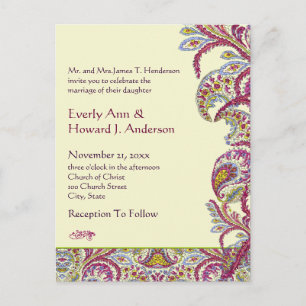 Elegant Vintage Paisley-inbjudan Inbjudan Vykort