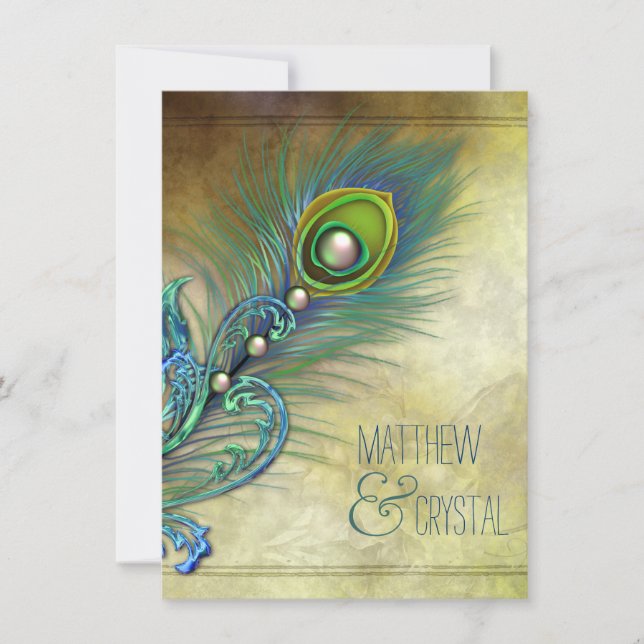 Elegant Vintage Papegoja Bröllop Inbjudningar (Framsida)