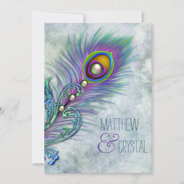Elegant Vintage Papegoja Bröllop Inbjudningar (Framsida)