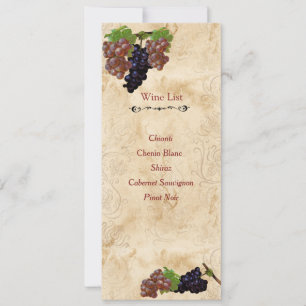 Elegant, Vintage Papper, Anpassningsbar Vin-lista