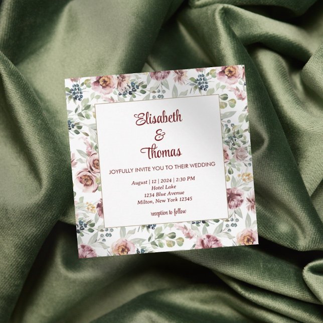 Elegant vintage pastel ro bröllopsinbjudan inbjudningar (Skapare uppladdad)
