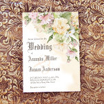 Elegant vintage pastellblommor bröllop inbjudningar<br><div class="desc">Elegant vintage pastel kräm blommor bröllopsinbjudan,  gammalt engelskt kalligrafi-skript med vintage blommor med QR-OSA längst bak.</div>