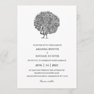 Elegant Vintage Peacock Inbjudningar