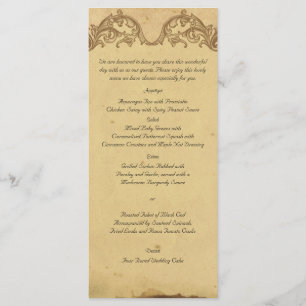 Elegant Vintage Peacock Posh Bröllop Menu Meny