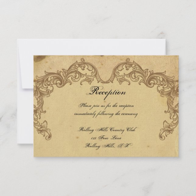 Elegant Vintage Peacock Posh Wedding Mottagning Inbjudningar (Framsida)