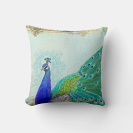 Elegant Vintage Peacock Svan Feather Art Painting Kudde