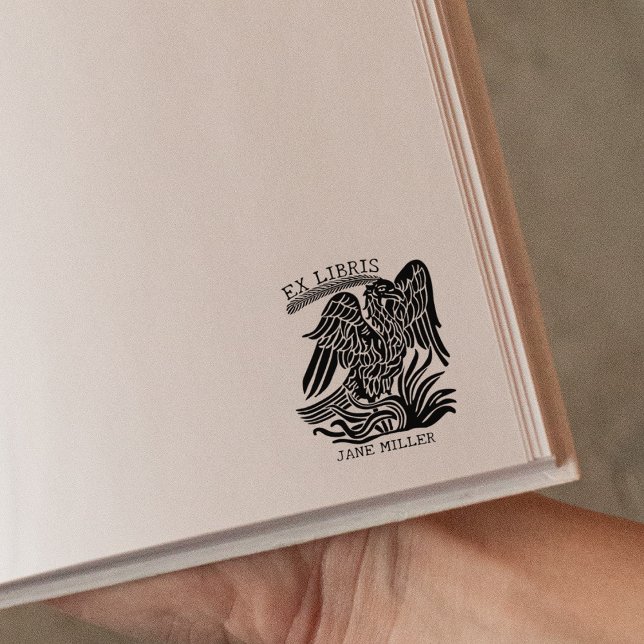 Elegant Vintage Phoenix Ex Libris Bok Stämpel (Skapare uppladdad)