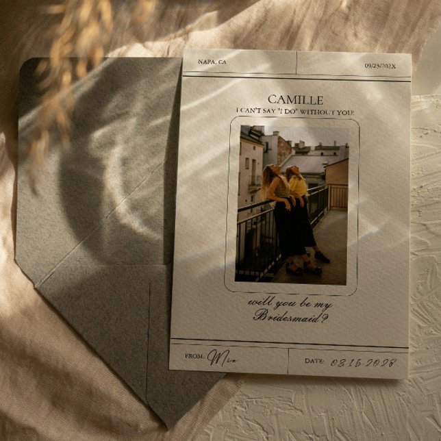 Elegant Vintage Photo Bridesmaid Frieri kort (Skapare uppladdad)