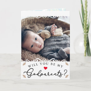 Elegant Vintage Photo Godparent Frieri Kort