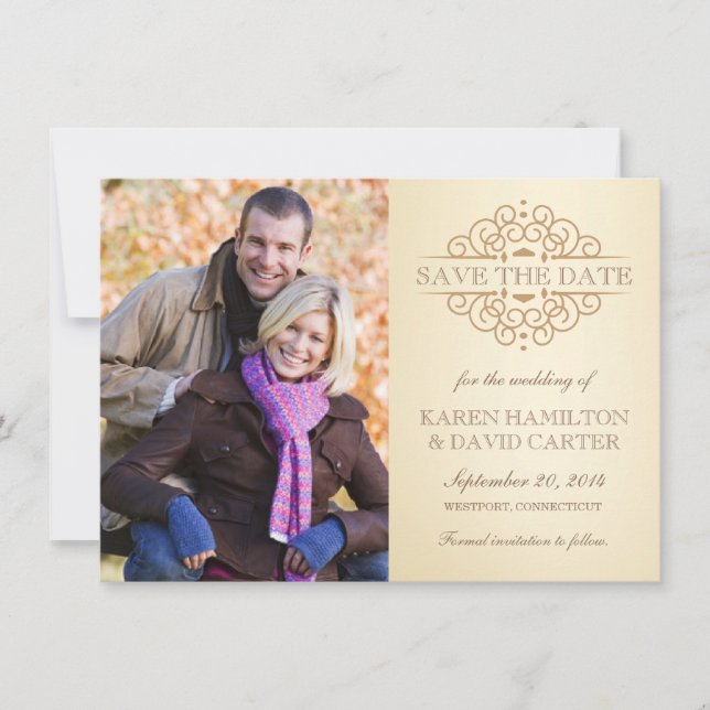 Elegant Vintage Photo Spara datum meddelande (Framsida)