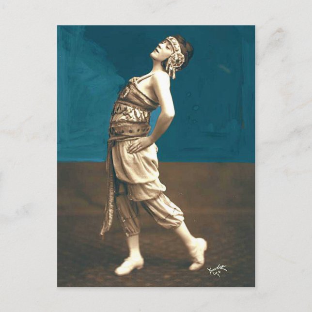 Elegant Vintage Photograph Harem Dancer 1920s Vykort (Framsida)