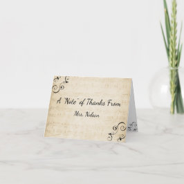 Elegant Vintage Piano Music Teacher - tack för dit Helgkort